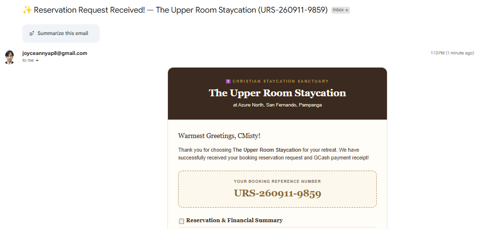 Reservation Booked - Guest Gmail